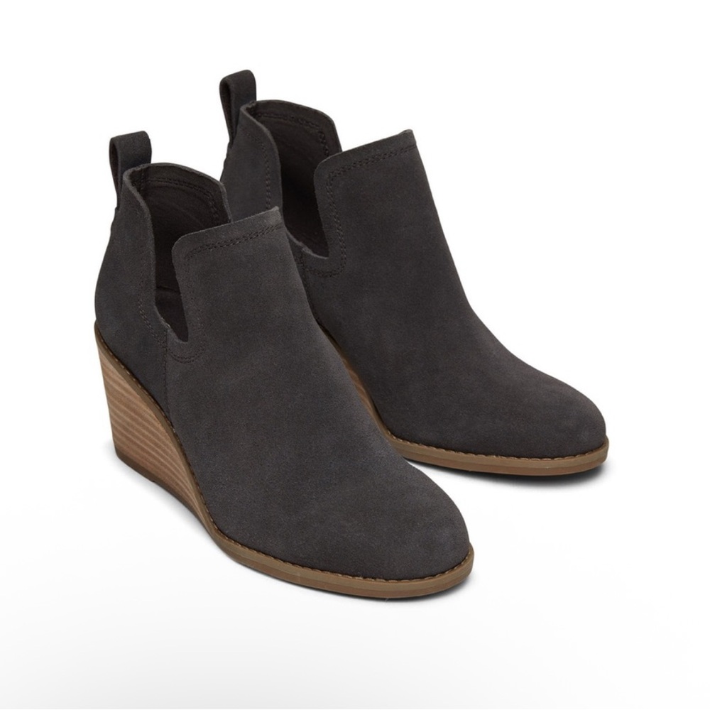 TOMs black Kallie Wedge Ankle Boots
